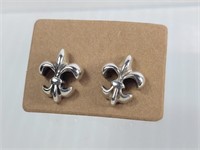 925 Sterling Silver Fleur-De-Lis Earrings