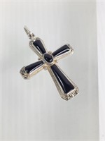 925 Silver & Black Onyx Cross Pendant