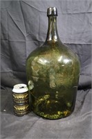 Large green demi john bottle