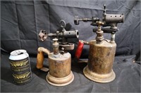 Pair of antique brass blow torches