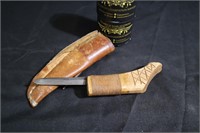 Nova Scotia crooked knife & leather sheath #1
