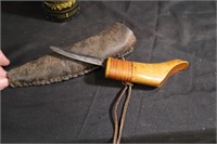 Nova Scotia crooked knife & leather sheath #6
