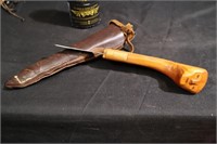 Nova Scotia crooked knife & leather sheath #7