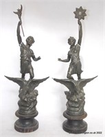 Pair of French Spelter Power & Strength Figurines