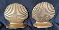 Brass seashell bookends 4 1/2 inches wide by 4