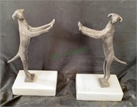 Golden retriever bookends - metal with a stone