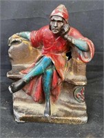 Painted metal jester figurine. 6 inches tall