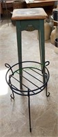 One rod iron and one wooden plant stand.