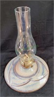 Vintage glazed ceramic oil lamp - base diameter.