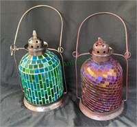 One pair of mosaic style candle globes.