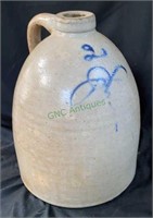 Antique pottery crock jug 12 inches tall by 10
