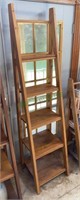 Vintage oak ladder style bookcase - five shelves -