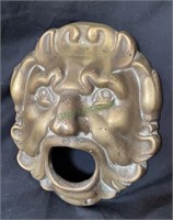 Antique brass demon head 10 inches tall by 7 1/2