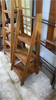 Vintage oak ladder style book rack measures 41 x