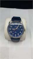 New Fossil Day Liner Three Hand Blue Leather Watch