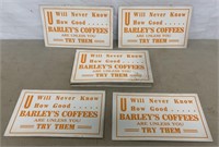 lot of 25+ Barley's Coffees Cardboard Signs