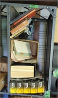 Shelf w/Outdoor Outlet Kits, Ephemera, books and