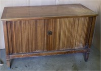 Mid-Century Wooden Radio Cabinet w/ Sliding Doors