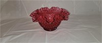 Fenton Cranberry Hobnail Art Glass Bowl