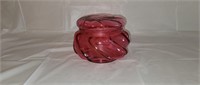 Fenton Cranberry Swirled Covered Jar