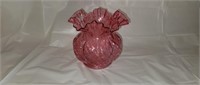 Fenton Cranberry Diamond Optic Art Glass Vase