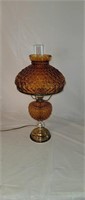 Fenton Amber Quilted Art Glass Table Lamp