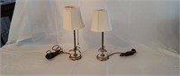 2 Brass Bedside Lamps with Rose Embellishments