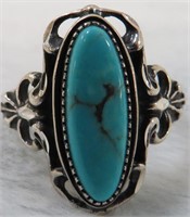 STERLING SILVER / TURQUOISE  RING 5.8 GRAMS