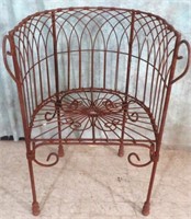 WROUGHT IRON BARREL BACK PATIO CHAIR