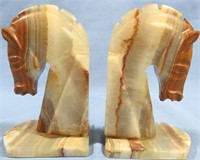 BEAUTIFUL MARBLE HORSE HEAD BOOKENDS