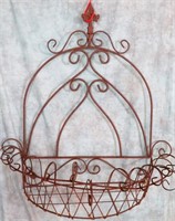 WROUGHT IRON FLORAL WALL MOUNT BASKET