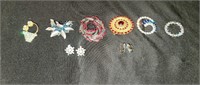 Colored Rhinestone Brooches and Earrings