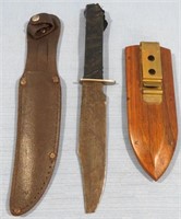 BOWIE KNIFE #631 W/WOOD & LEATHER SHEATH