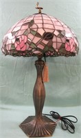 STAINED GLASS & BRASS TABLE LAMP