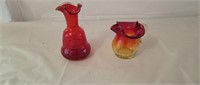 Crackle Glass Creamer and Vase