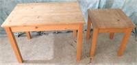 2 SMALL SOLID WOOD TABLES