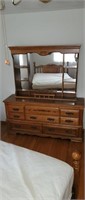 Broyhill Oak 8 Drawer Long Dresser with Mirror