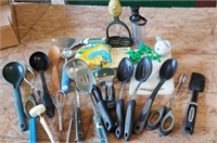 Kitchen utensils, serving spoons, peelers
