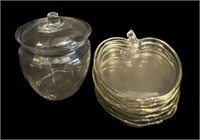 8 Clear Glass Apple Plates