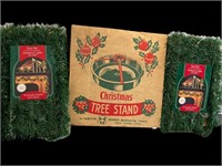 Christmas Tree Stand & NEW Garland