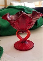 Fenton Red Rose Candy Dish
