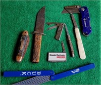 Knives, rough condition, Buck sharpener