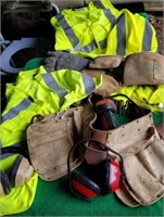 Tools belts, safety vests, hearing protection