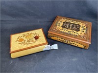 2 Inlaid Wood Music Boxes - Germany