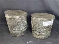 2 Metal Decorative Containers - Monkeys