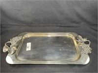Stainless Serving Tray - Grape Motif