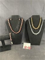 Matching Jewelry Set & 2 Necklaces & Earrings
