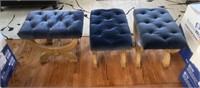LOT OF 3 UPHOLSTERED OTTOMNANS