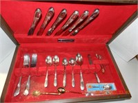 ROGERS SILVER PLATE FLATWARE / CHEST APPROX 24 PCS