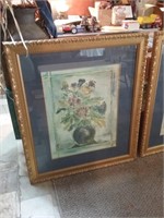Large gold framed floral print 36x43 in great